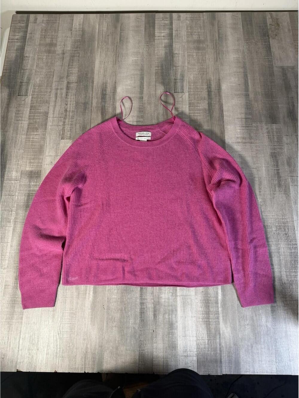 Rachel Zoe 100% 2 ply Cashmere Sweater Womens Large‎ Pink Crewneck Pullover